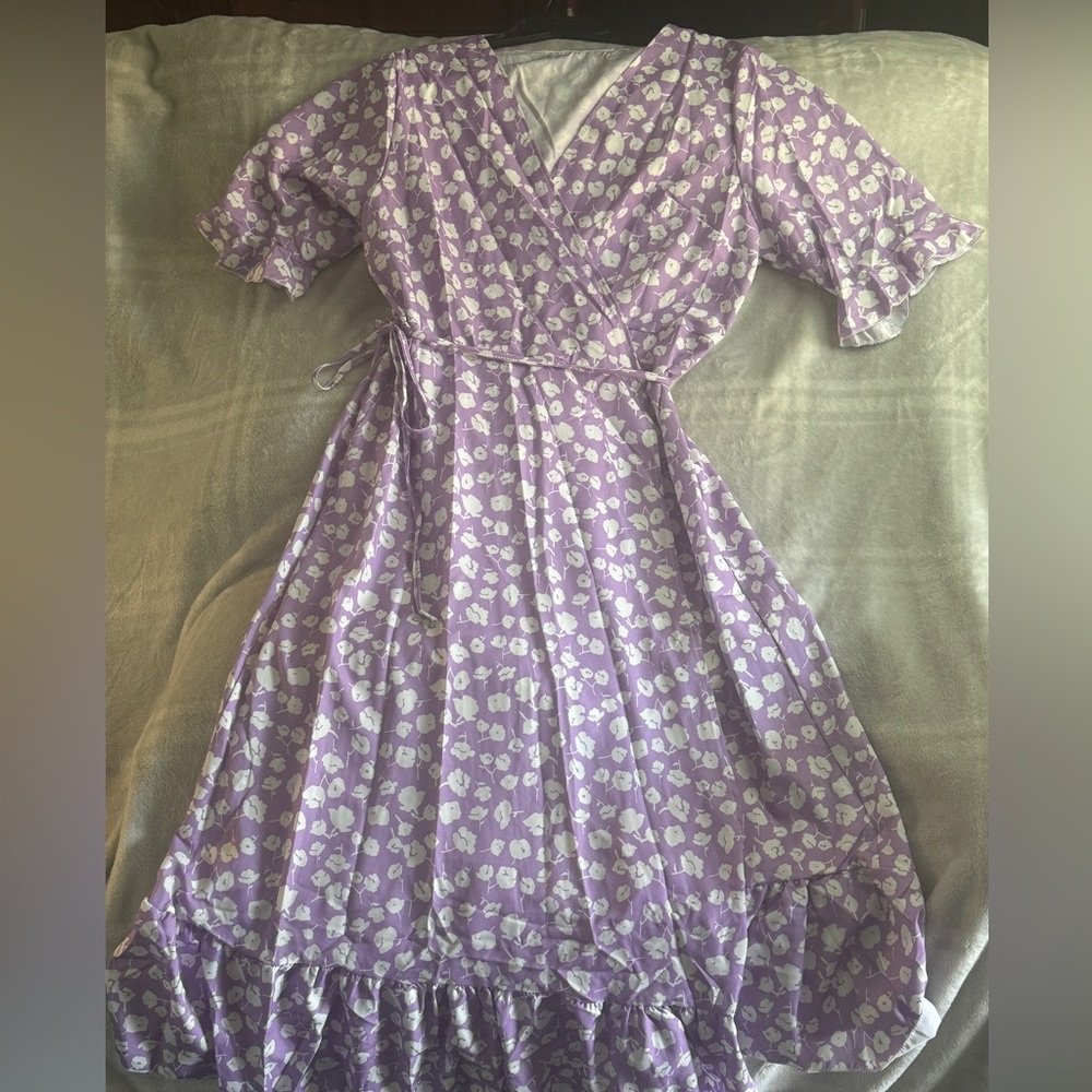 Lavender wrap dress L
